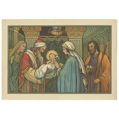 Antique Religion Print of the Presentation of Jesus in the Temple, '1913'