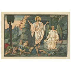 Antique Religion Print of the Resurrection of Jesus, 1913