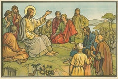Antique Religion Print of the Sermon on the Mount, 1913
