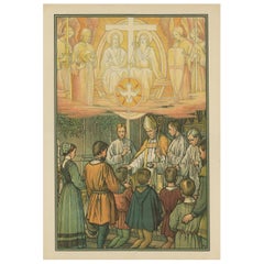 Antique Religion Print of the Seven Sacraments, Confirmation, '1913'