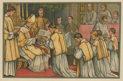 Antique Religion Print of the Seven Sacraments, Holy Orders, 1913