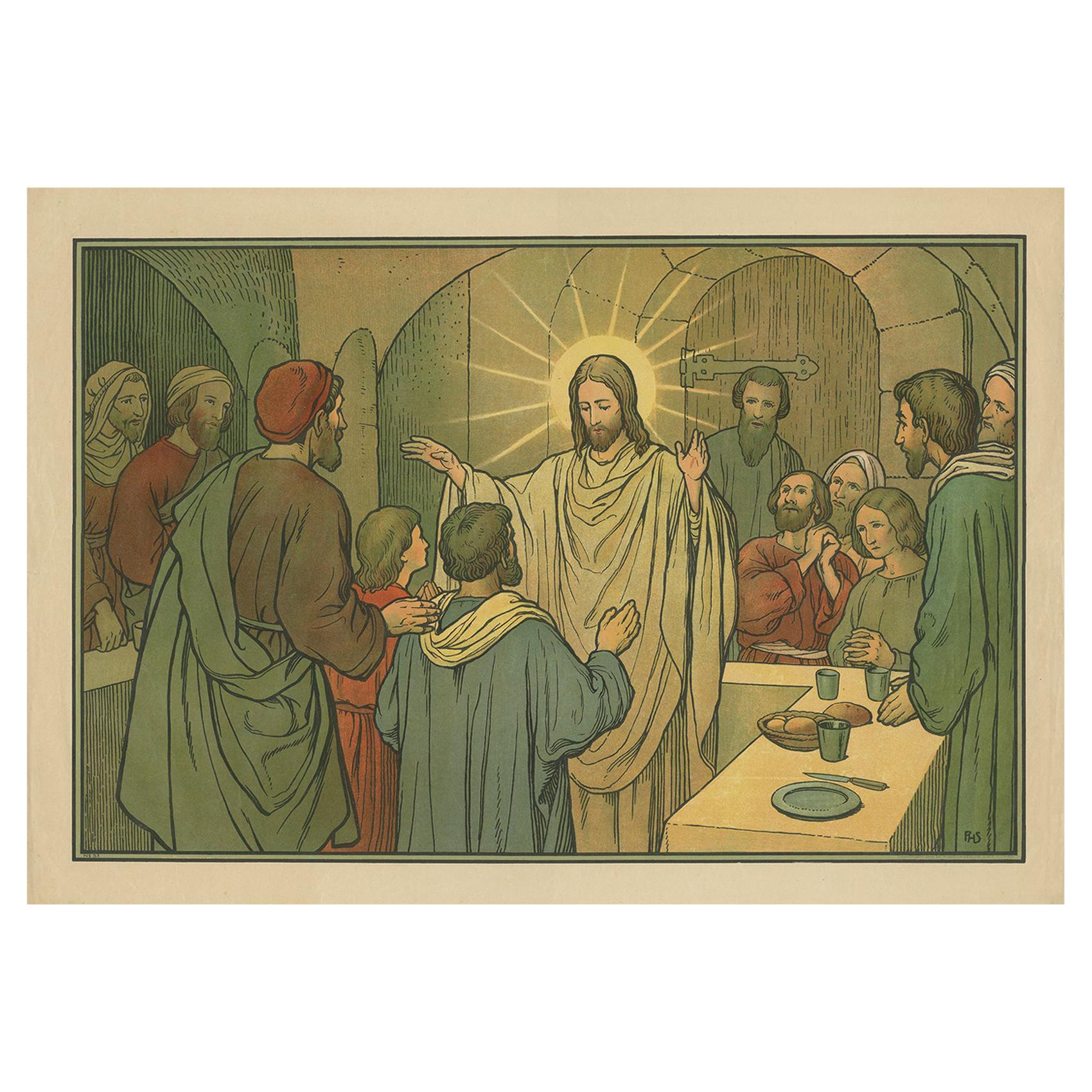 Antique Religion Print of the Seven Sacraments, Penance '1913' For Sale