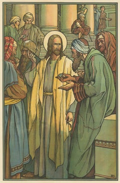 Antique Religion Print of the Tribute Money, '1913'