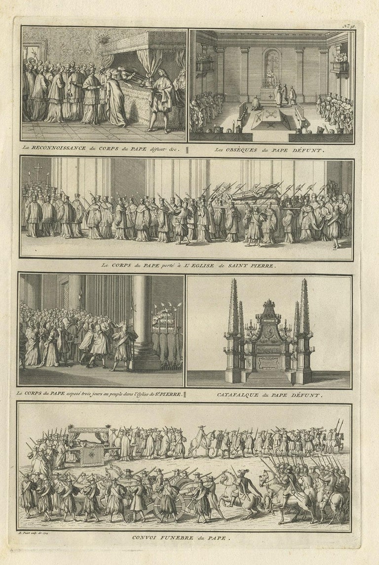 Antique Religion Print Showing Rituals and Ceremonies for the Death of a  Pope 1724 For Sale at 1stDibs