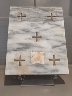 Antique Religious Carved Marble Church Reliquary Altar Stone