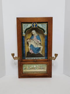 Antique Religious Catholic Eucharist Last Rites Shadow Box