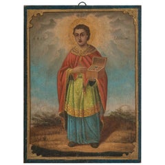 Used Religious Icon Painting of Saint Martin on Board