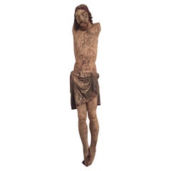 Antique Religious Folk Art Crucifixion Sculpture 