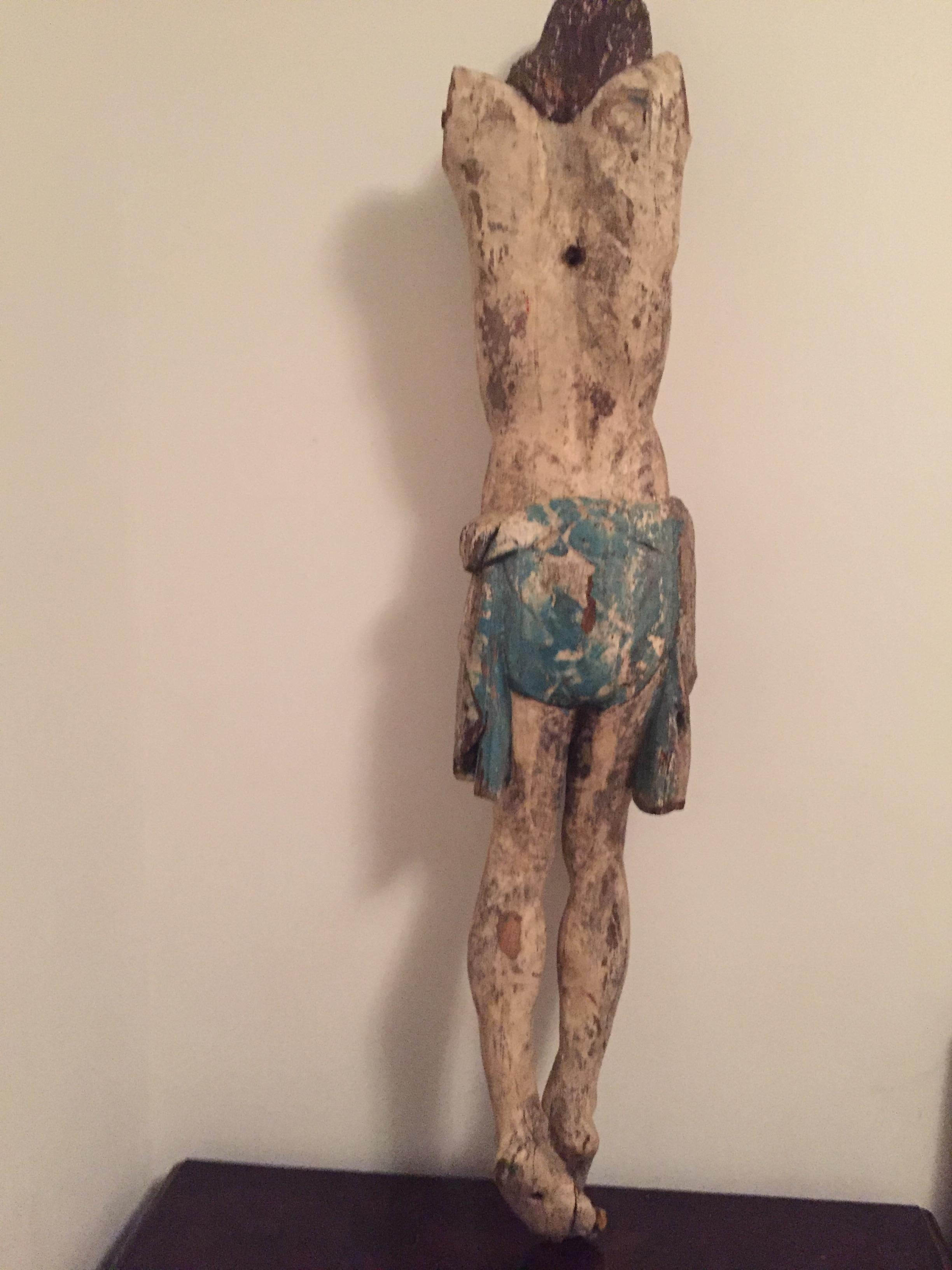 Balkan Antique Religious Folk Art Crucifixion Sculpture  For Sale