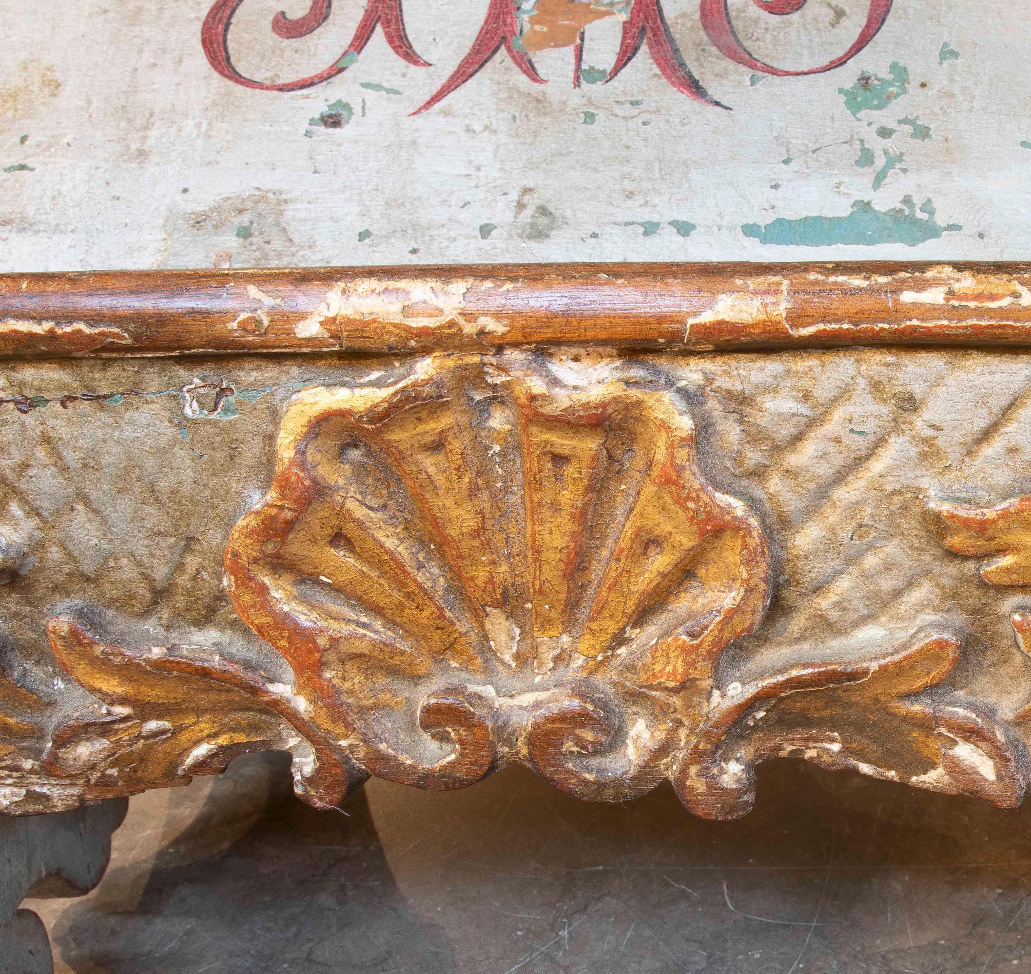 Antique Religious Lectern with IHS Monogram – Baroque Carving in Polychrome Wood For Sale 10