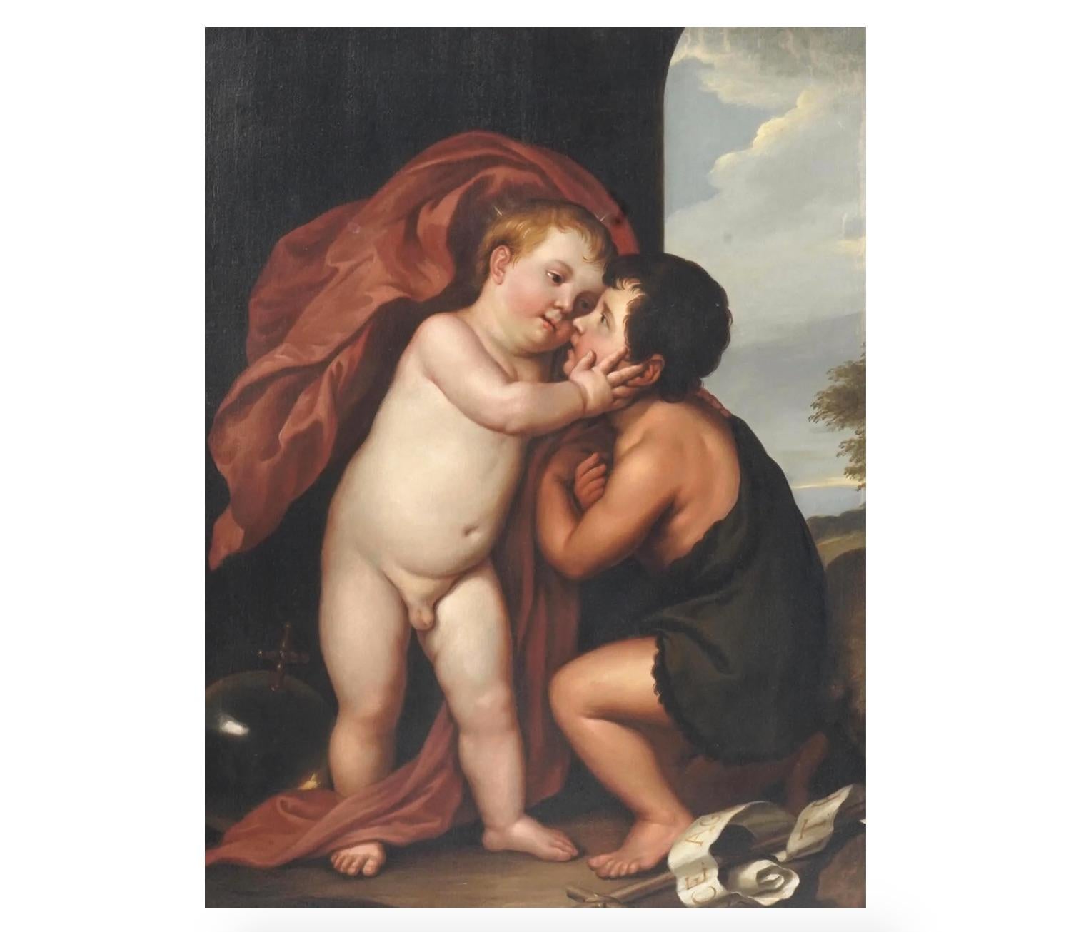 Antique Religious Painting After Anthony Van Dyck In Good Condition For Sale In New York, NY