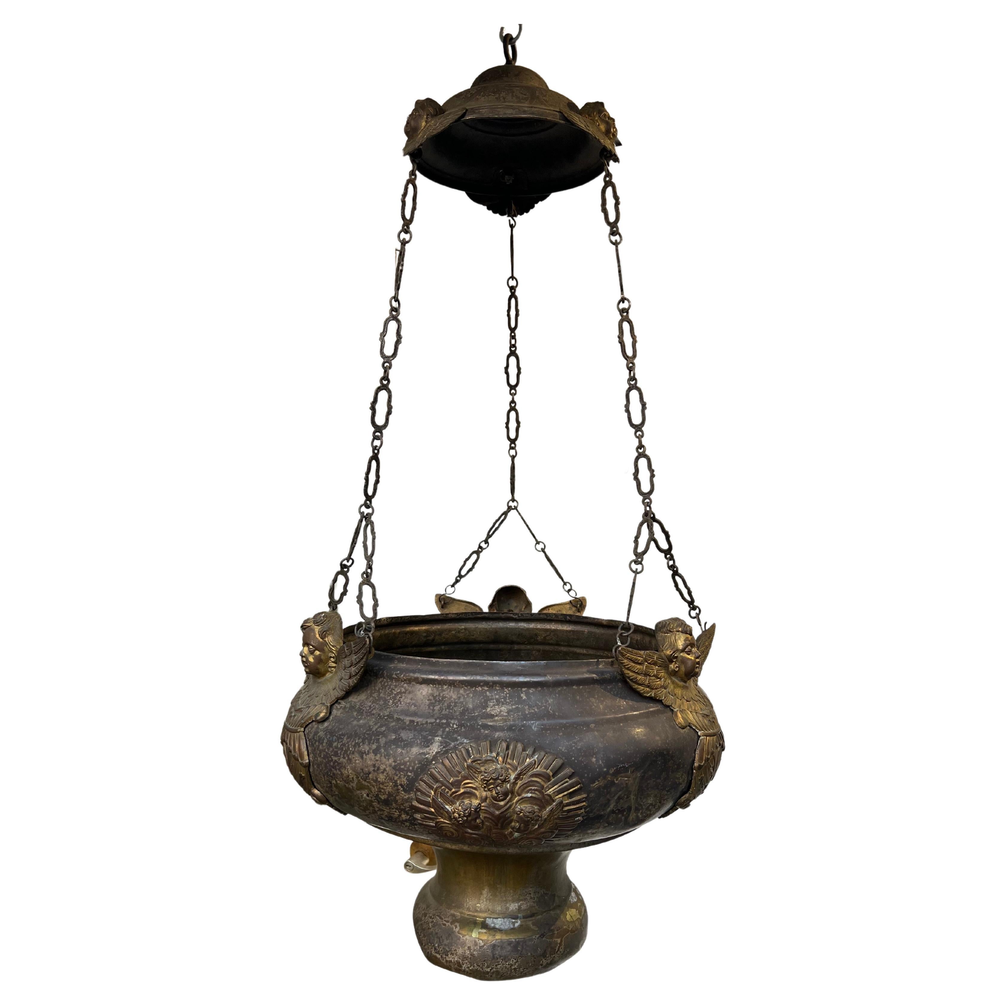 Antique Religious Thurible/Censor/Font/  Planter or Chandelier For Sale