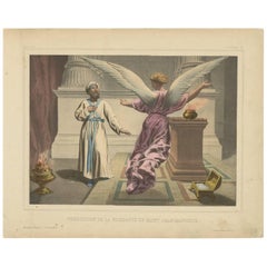 Antique Religious Print 
No. 1
 The Birth of John the Baptist Foretold