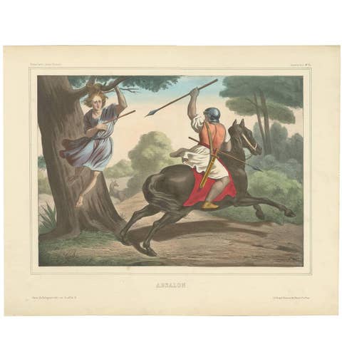 Antique Religious Print, Absalom's Rebellion - Histoire Sainte, Ancien Testament