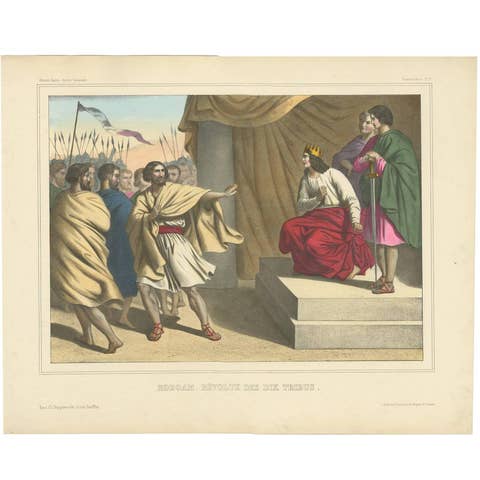 Antique Religious Print 'No. 12' the Northern Tribes Revolt, circa 1840