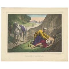Antique Religious Print 
No. 15
 The Parable of the Good Samaritan, circa 1840