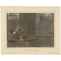 Antique Religious Print 'No. 17' Apostle Paul in Prison, circa 1840