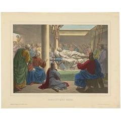 Antique Religious Print 'No. 18' Jesus Heals the Paralytic Man, circa 1840