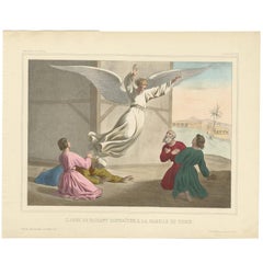 Antique Religious Print 'No. 18' The Angel and the Family of Tobias, circa 1840