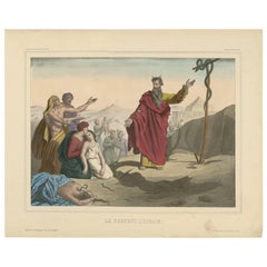 Antique Religious Print 'No. 28' The Bronze Serpent, circa 1840