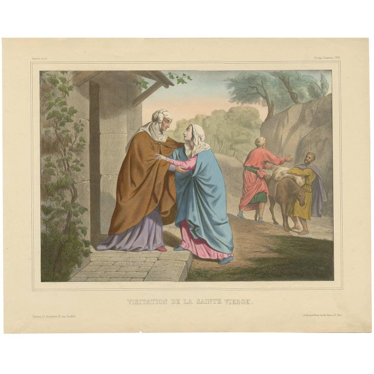 Antique Religious Print 'No. 3' Visitation of the Blessed Virgin Mary