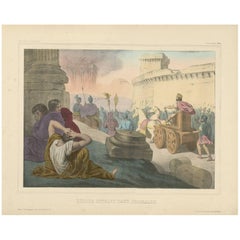 Antiker religiöser Druck „No. 30“ Herod, der Jerusalem betrat, um 1840
