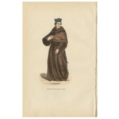 Impression religieuse ancienne d'un ermite de Saint Pierre, 1845