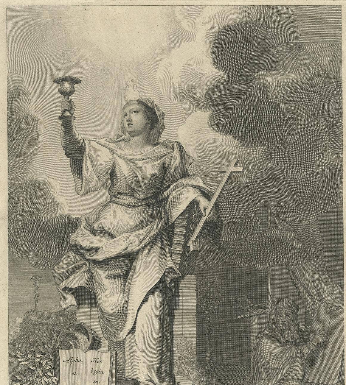 Antique Religious Print 'The Law is Given by Moses' by A. Calmet, 'circa 1725'