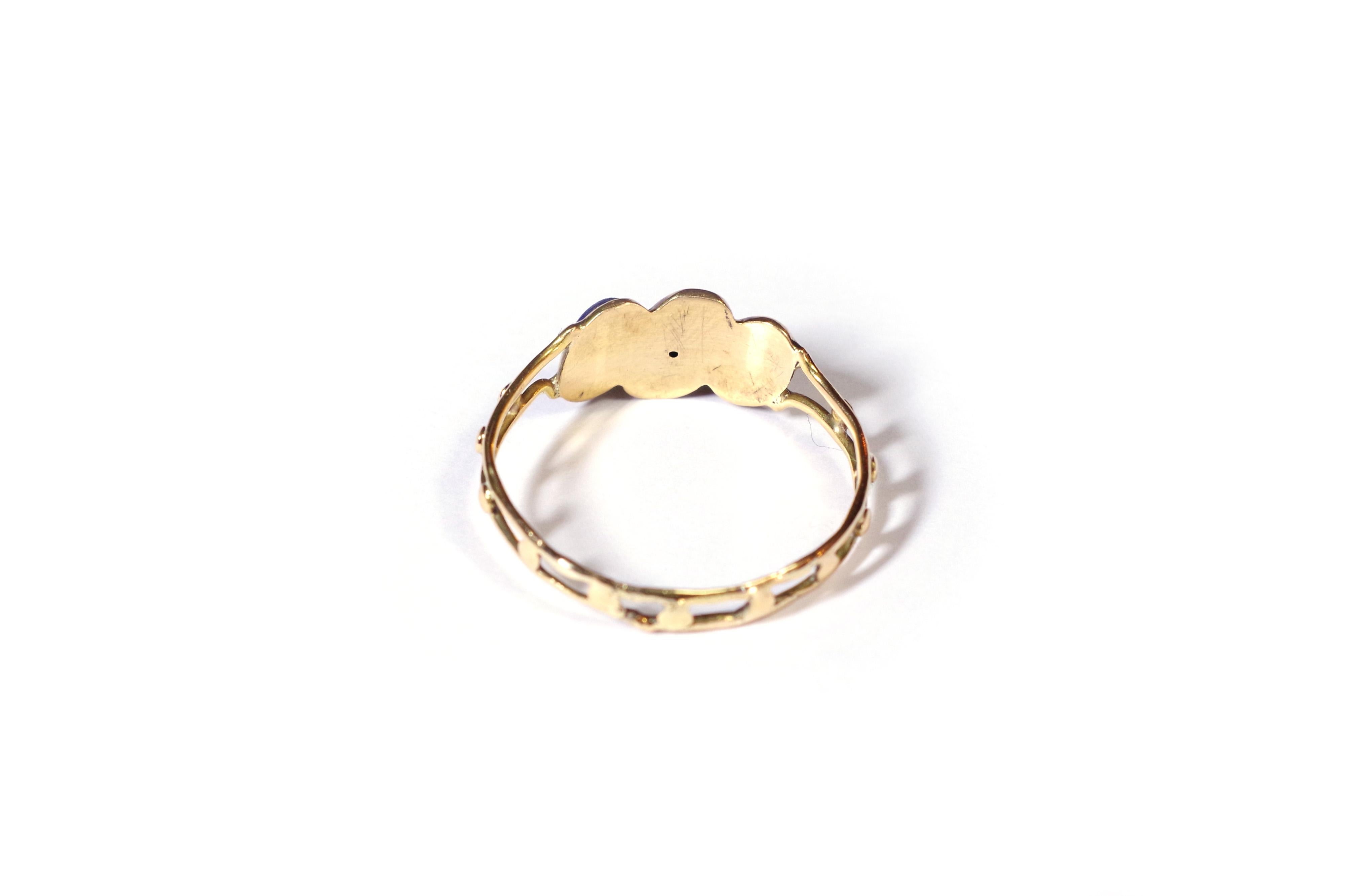 Antique Religious Ring in Pink Gold 18 Karats, 