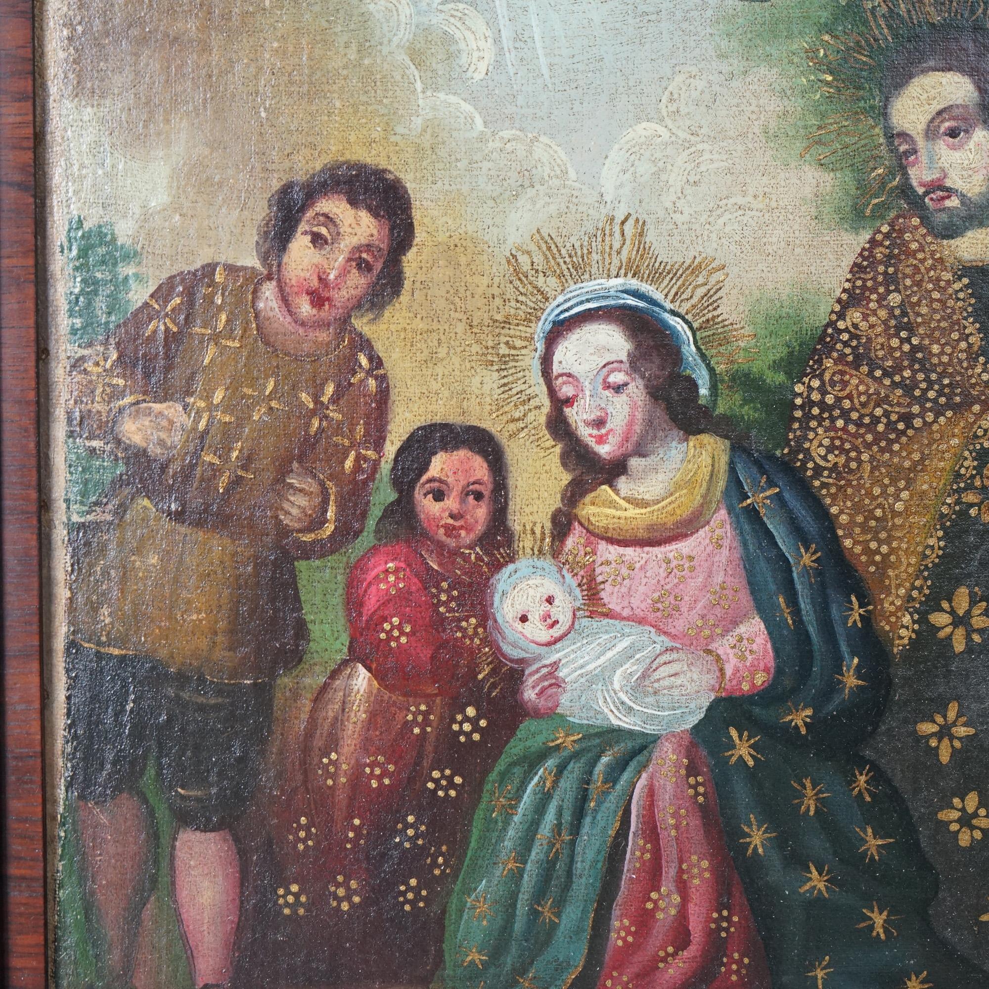Antique Religious Russian Icon, Oil on Board Painting, 19th Century In Good Condition In Big Flats, NY