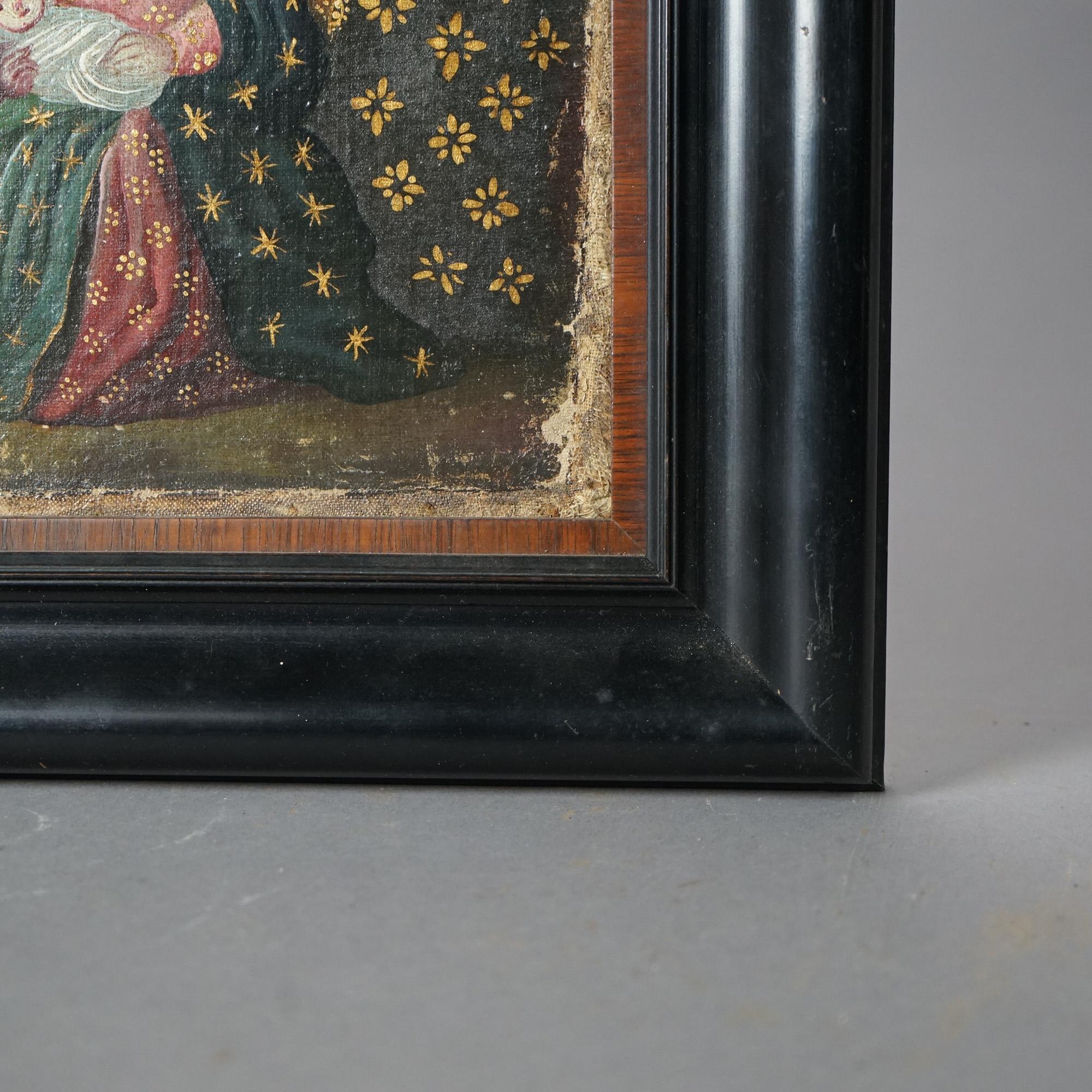 Antique Religious Russian Icon, Oil on Board Painting, 19th Century 3