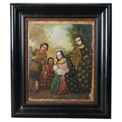 Antique Religious Russian Icon, Oil on Board Painting, 19th Century