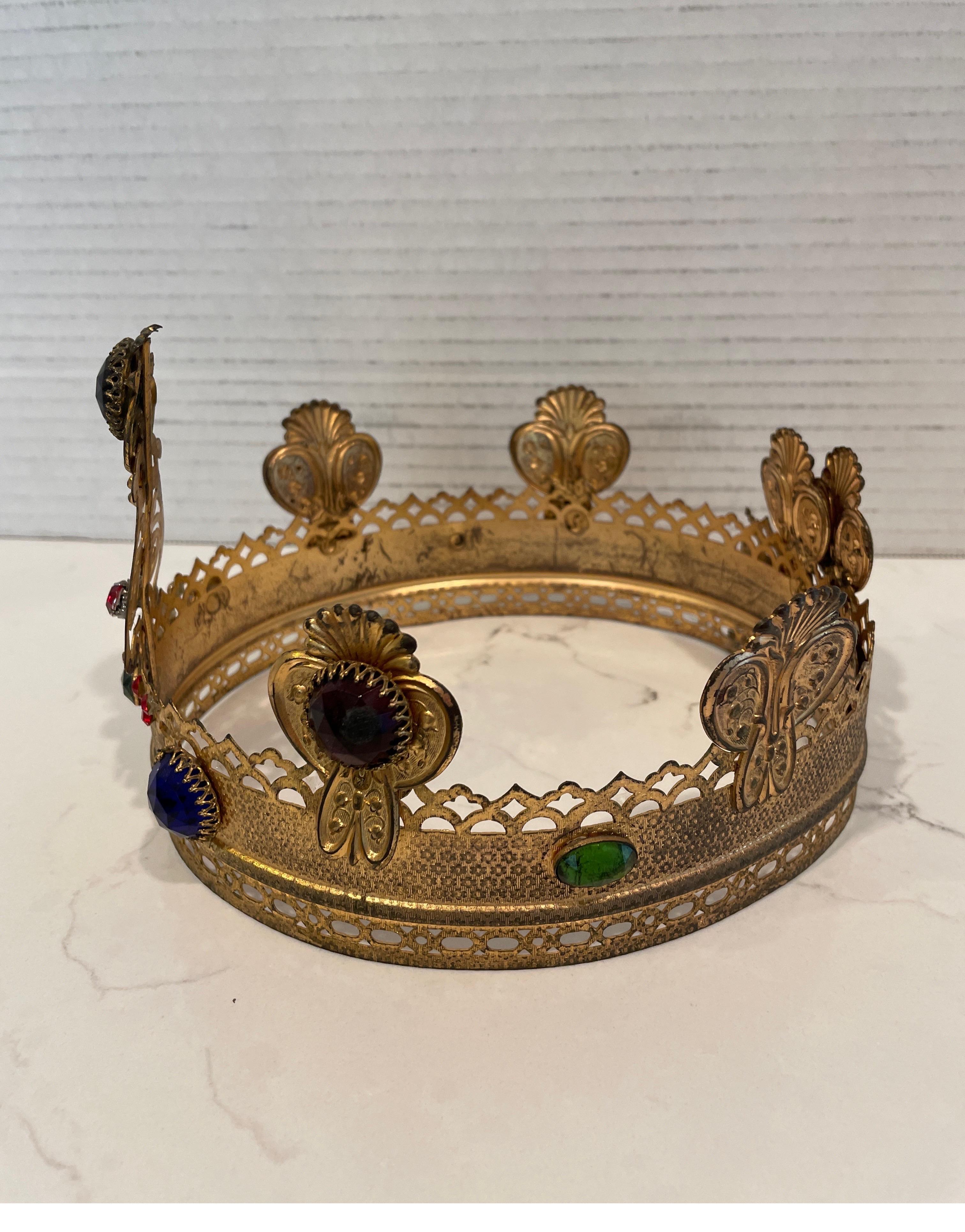 A large filigree religious Santo crown from Prague.