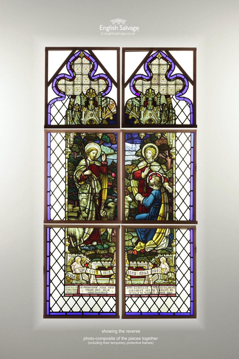 Antique Religious Stained Glass Leaded Window, 20th Century For Sale 2