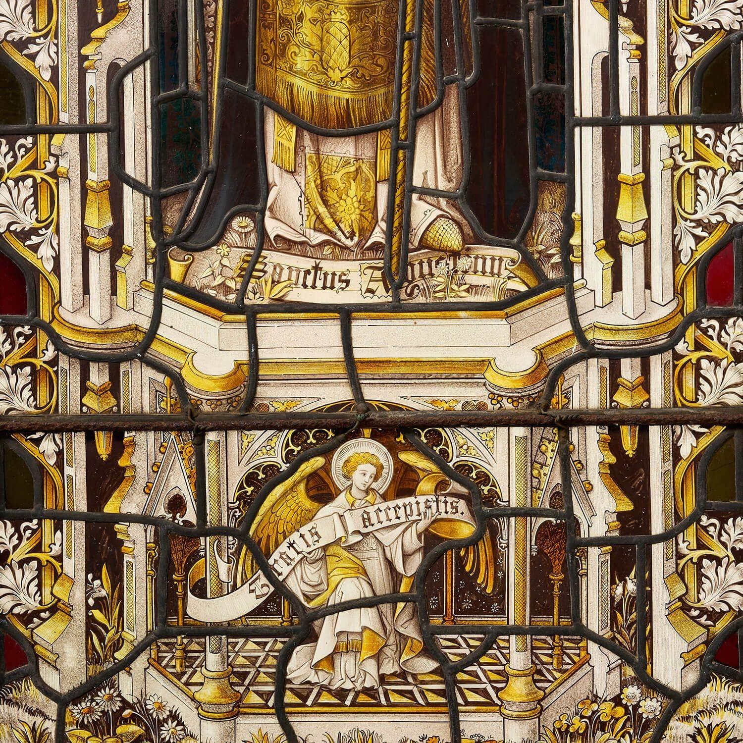 Inglese Antica vetrata religiosa di Sant'Agostino in vendita