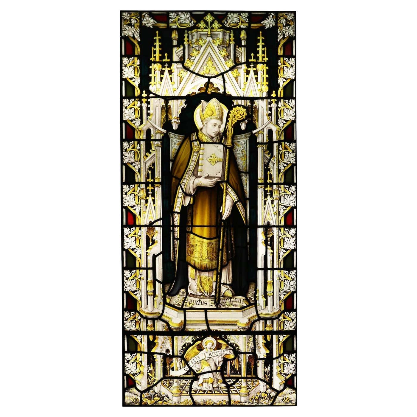 Antique Religious Stained Glass Window of Saint Augustine For Sale at ...