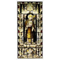 Antique Religious Stained Glass Window of Saint Augustine