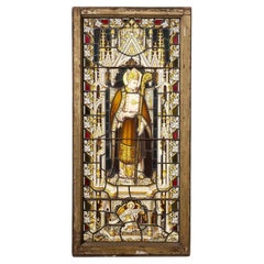 Antique Religious Stained Glass Window of Saint Augustine