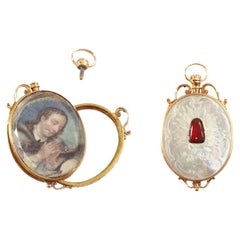 Antiker Reliquary Secret Locket-Anhänger aus 18 Karat Roségold, religiöser Anhänger