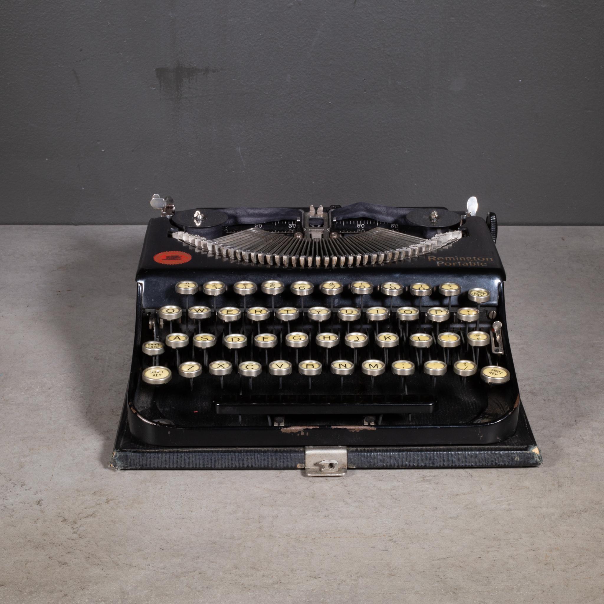 Antike Remington Portable Model No. 1 Schreibmaschine und Koffer ca. 1920 (20. Jahrhundert)