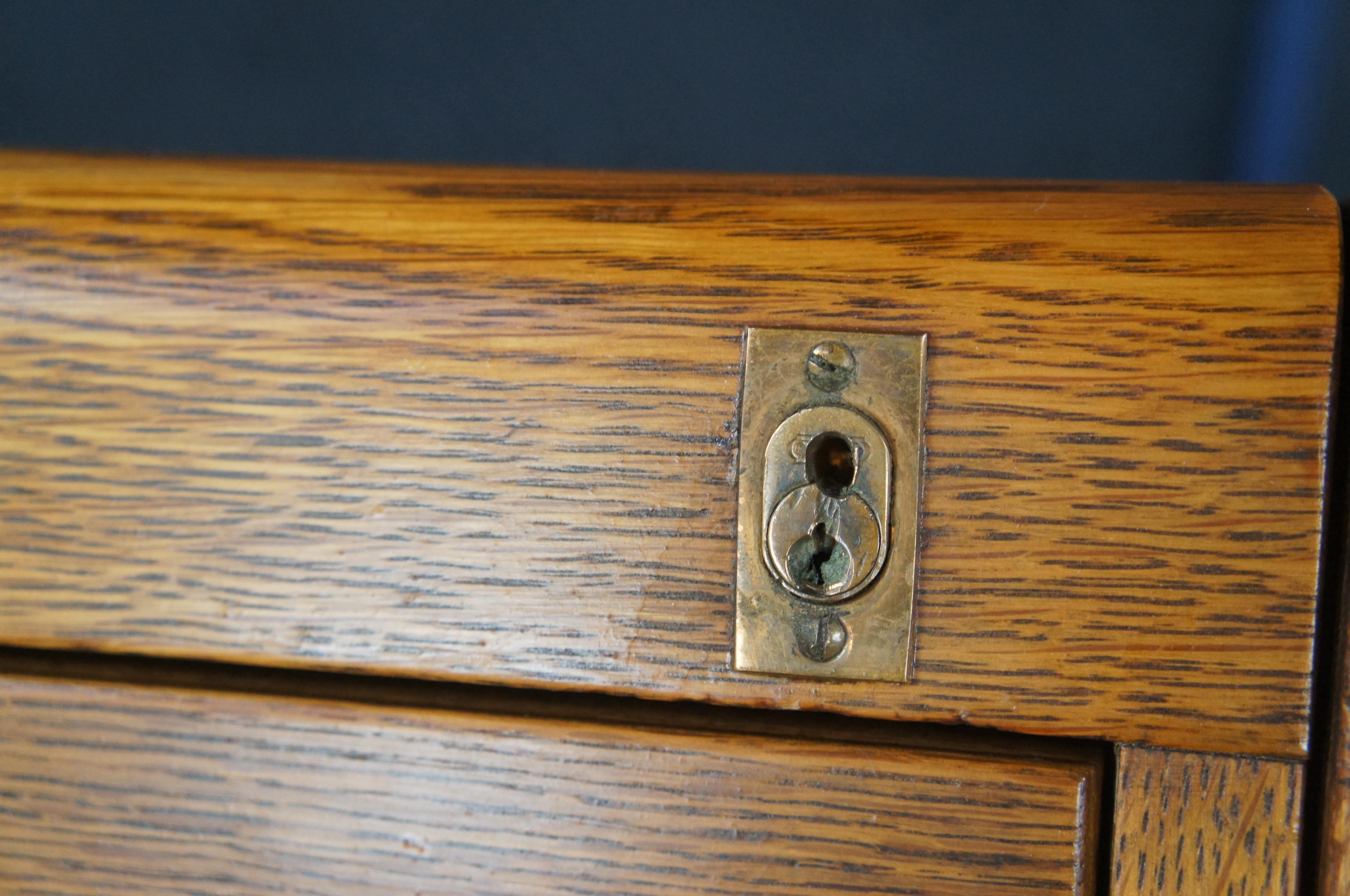 Antique Remington Rand Quartersawn Oak Library Bureau Double File Cabinets For Sale 1