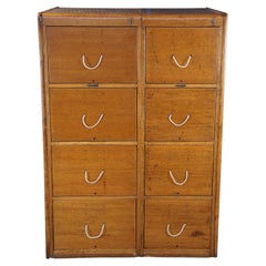 Antique Remington Rand Quartersawn Oak Library Bureau Double File Cabinets