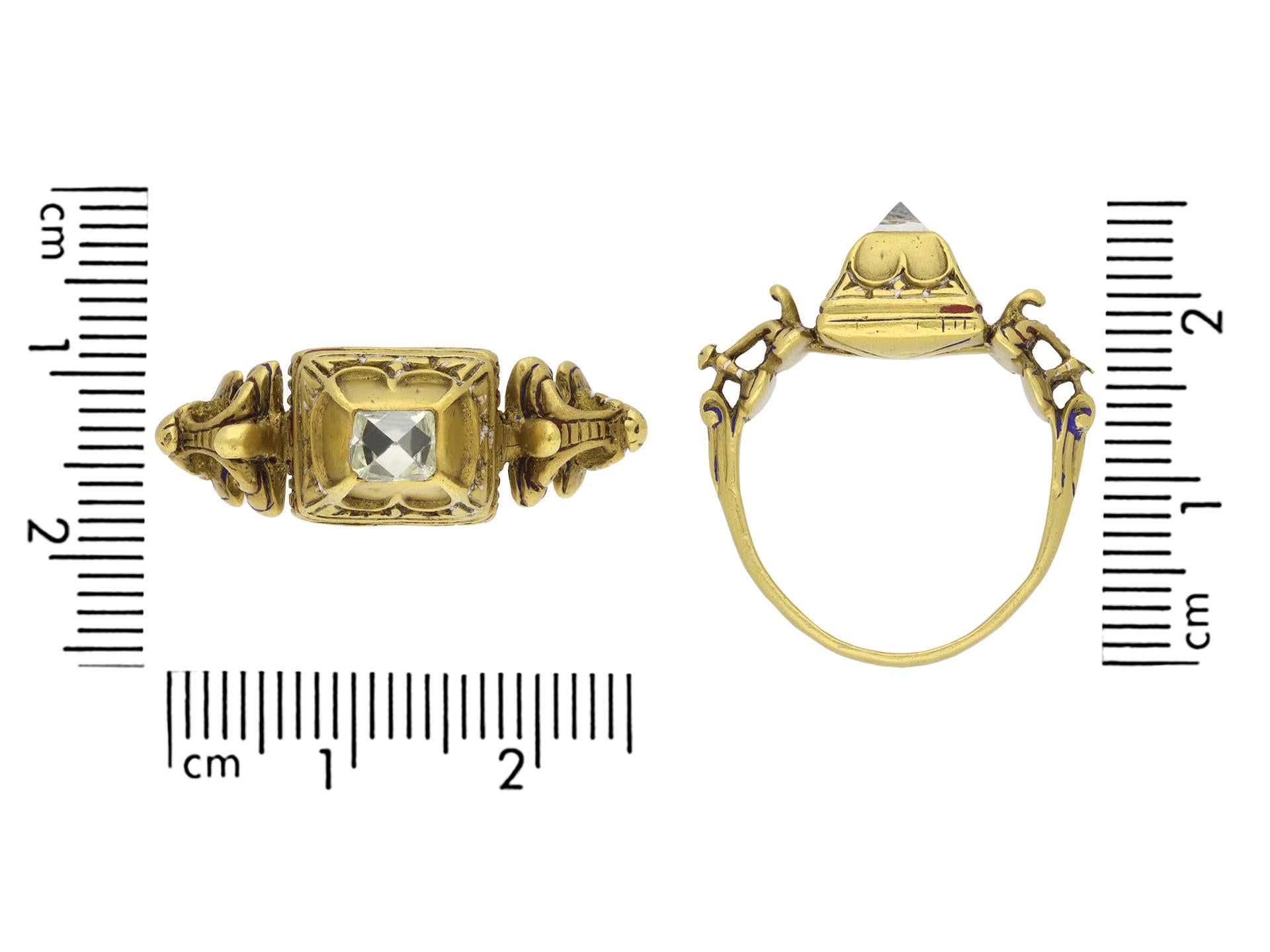 Antiker Renaissance-Diamant-Goldring aus dem 16. Jahrhundert im Zustand „Gut“ im Angebot in London, GB