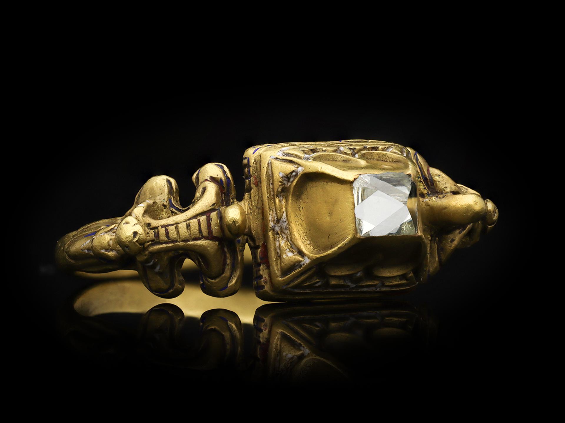 Antiker Renaissance-Diamant-Goldring aus dem 16. Jahrhundert im Angebot 1
