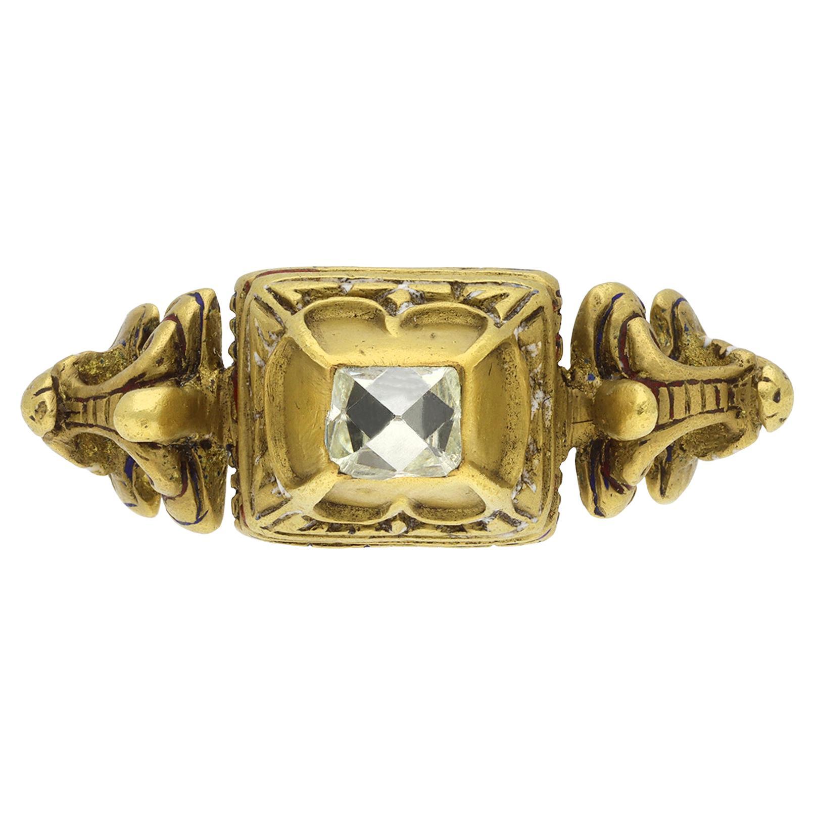 Antiker Renaissance-Diamant-Goldring aus dem 16. Jahrhundert im Angebot