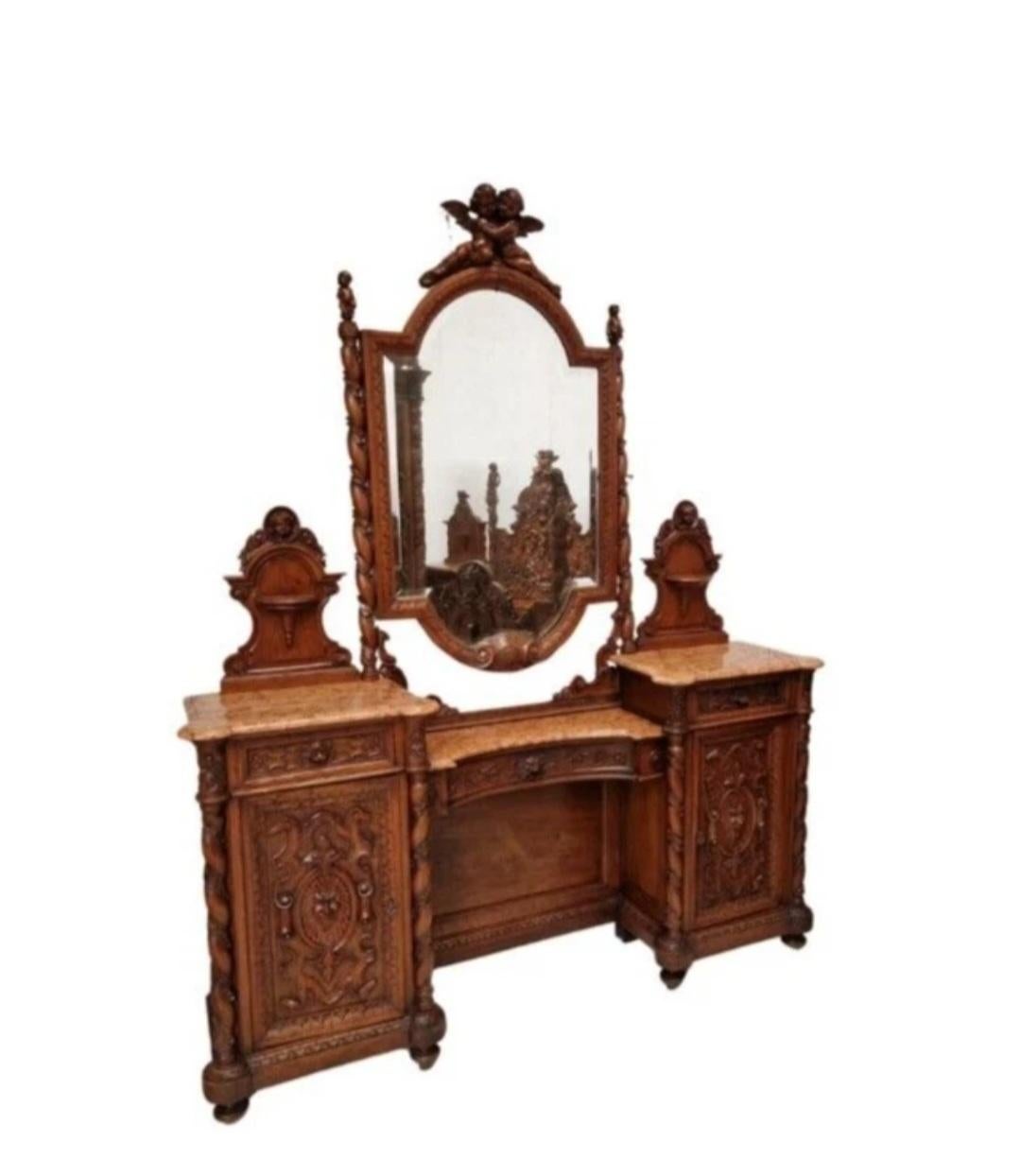 Antikes Renaissance-Schlafzimmer-Set aus geschnitztem Holz im Angebot 6