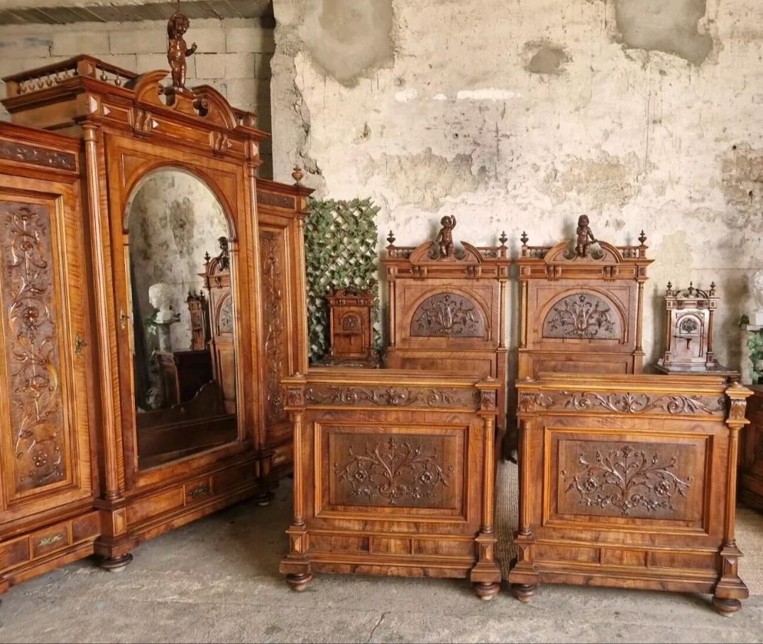 Hand-Carved Antique Renaissance Bedroom Set