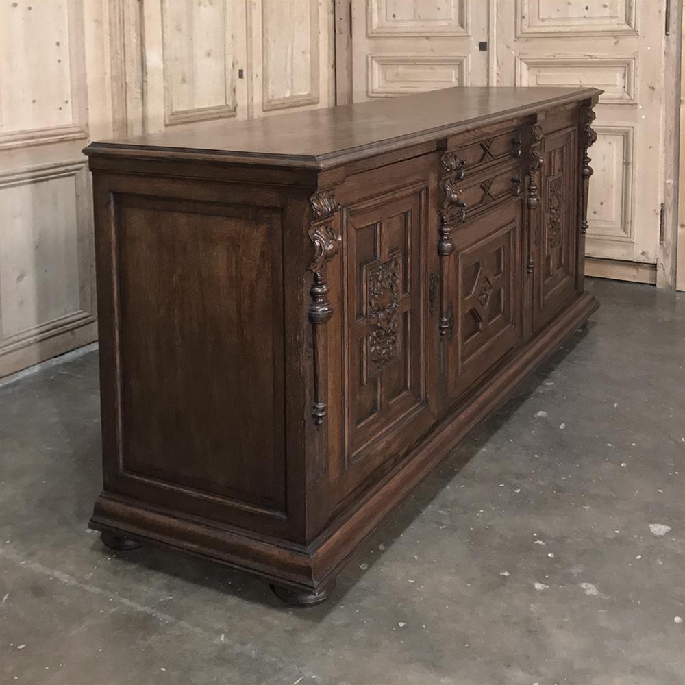 Hand-Carved Antique Renaissance Buffet Carved with Bacchus