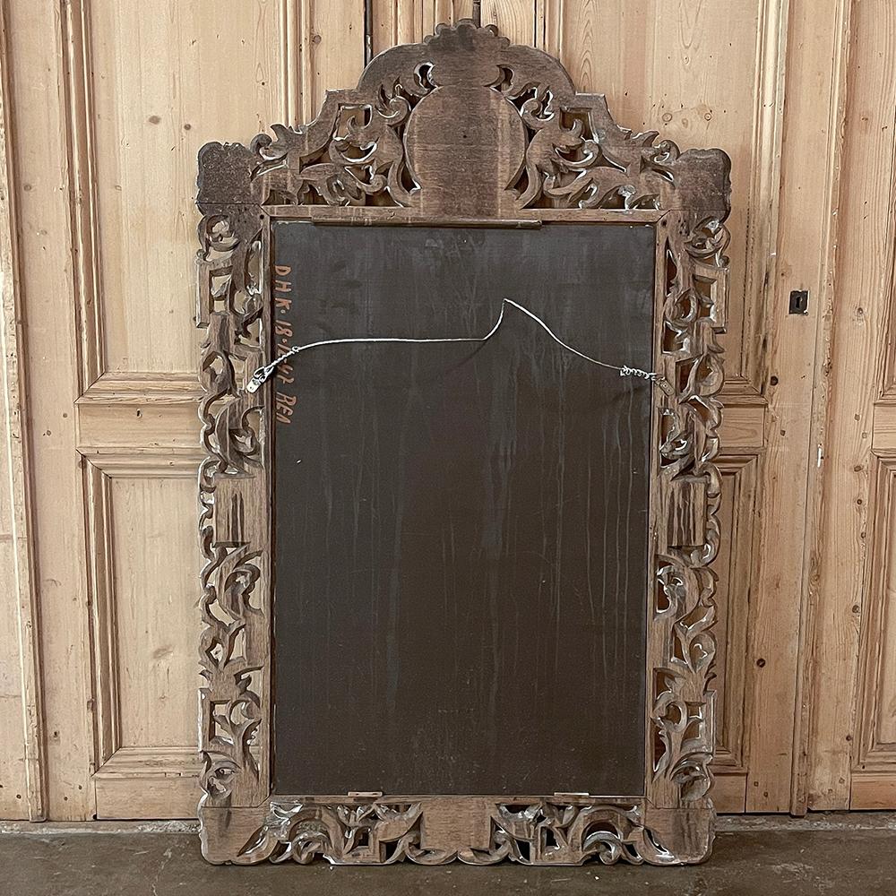 Antique Renaissance Carved and Whitewashed Wood Mirror For Sale 12