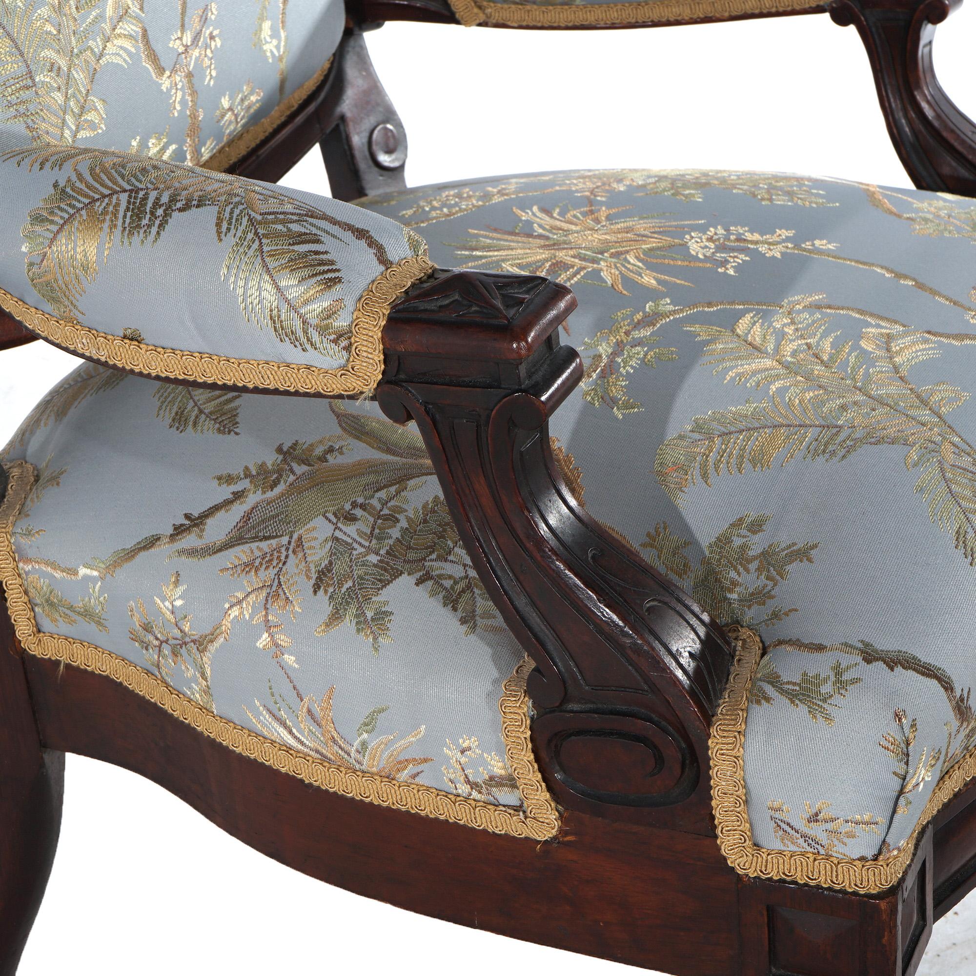 Antique Renaissance Carved Walnut Upholstered Gentleman’s Chair C1890 For Sale 5